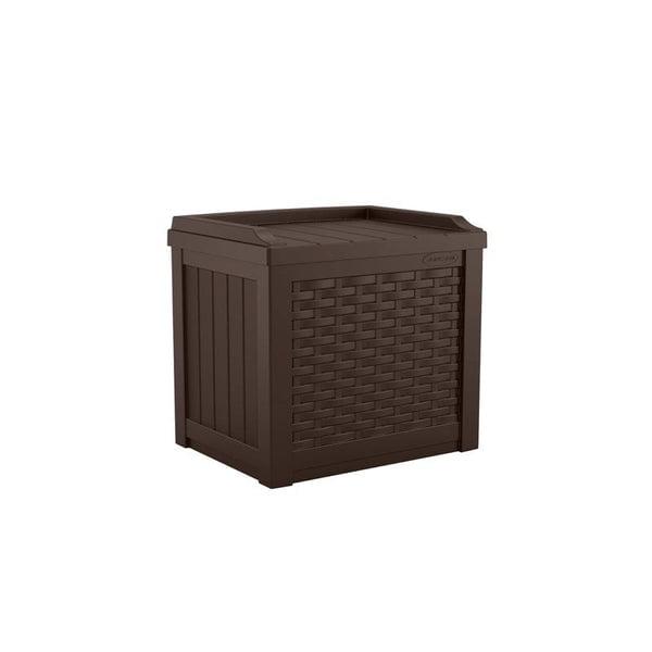 Java Brown Resin Wicker 22 Gallon Deck Box with Seat