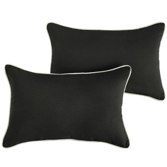 Sunbrella  Canvas Black/ Canvas Natural Indoor/ Outdoor Pillows (Set) 14 in x 24 in