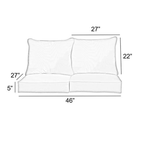 Sunbrella Coral Corded Indoor/ Outdoor Deep Seating Loveseat Pillow and Cushion Set 23 in x 27 in