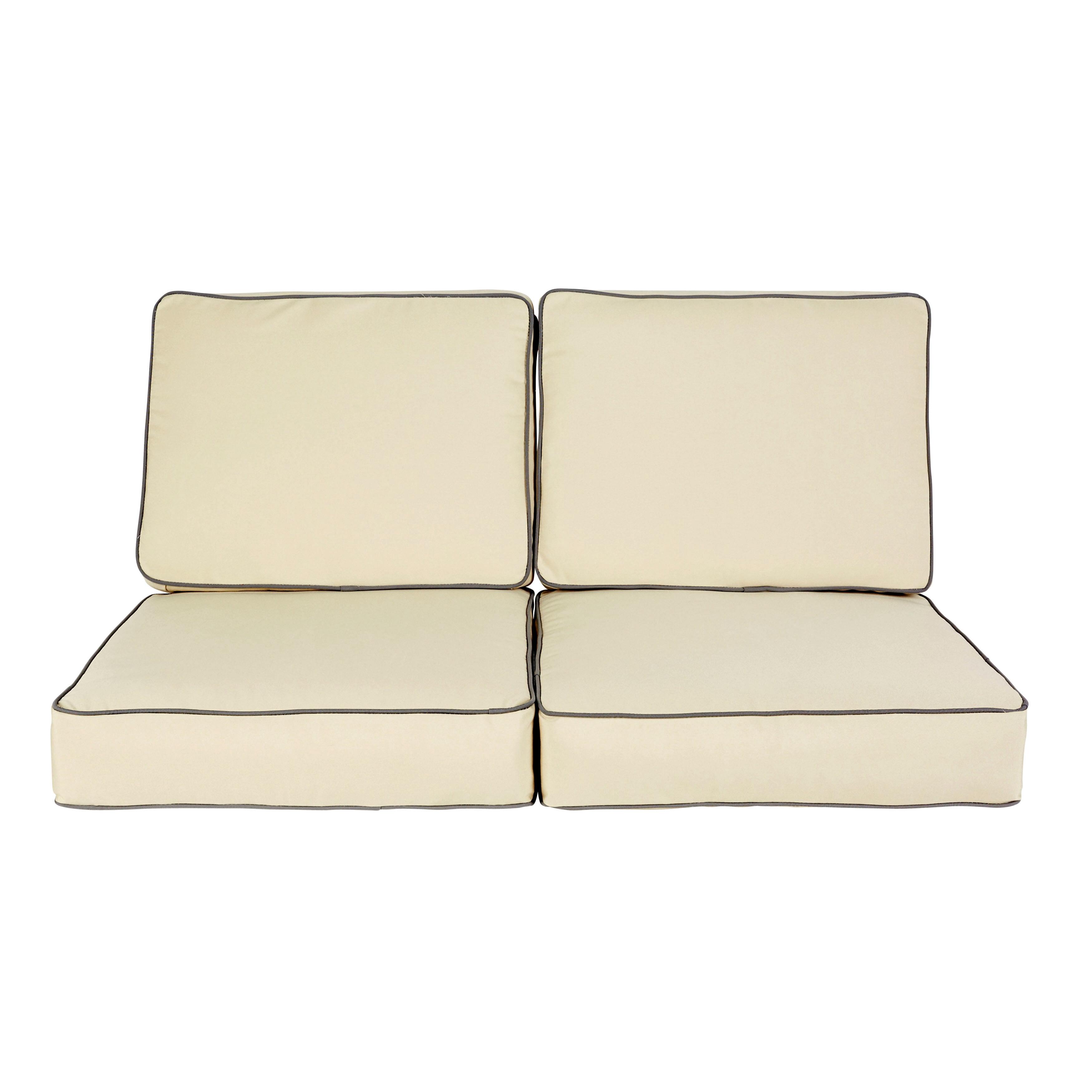 Humble and Haute Stowe Sunbrella Beige y Carbón Conjunto de Cojín con Cable para Sofá de Dos Plazas para Interiores y Exteriores