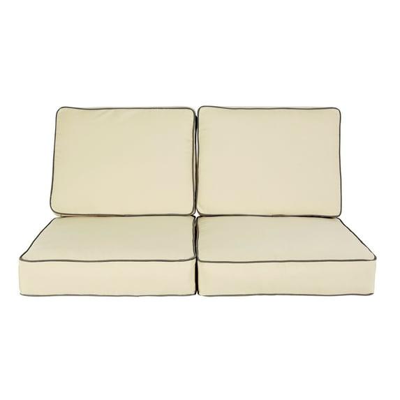 Humble and Haute Stowe Sunbrella Beige y Carbón Conjunto de Cojín con Cable para Sofá de Dos Plazas para Interiores y Exteriores