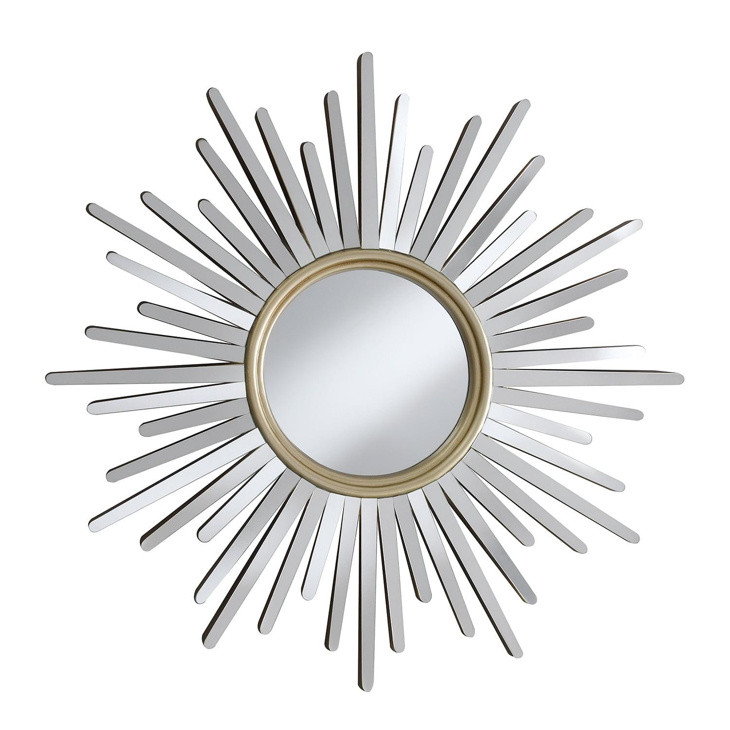 Transitional Round Sunburst Wall Mirror in Matte Silver 39"