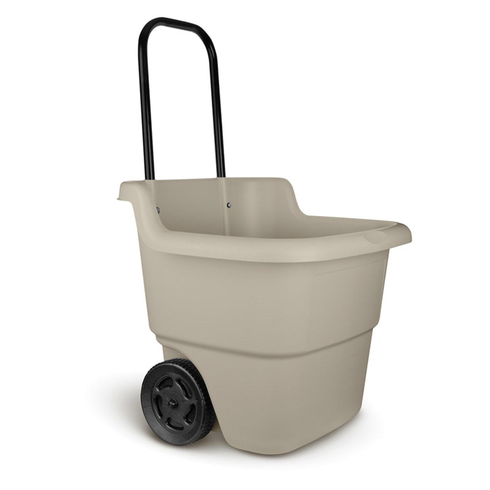 Beige Plastic 15-Gallon Two-Wheel Utility Cart