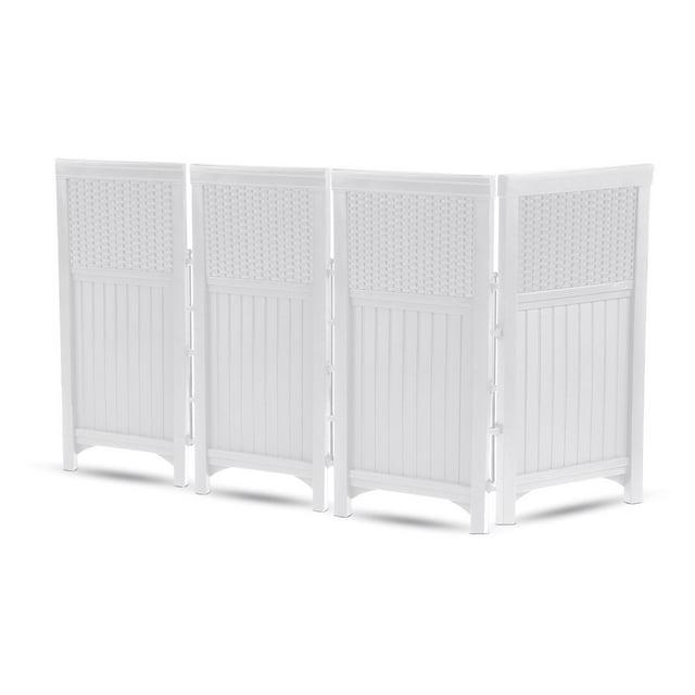 Suncast 4-Panel 44 in Outdoor Resin Wicker Screen Enclosure, White, Powder Finish