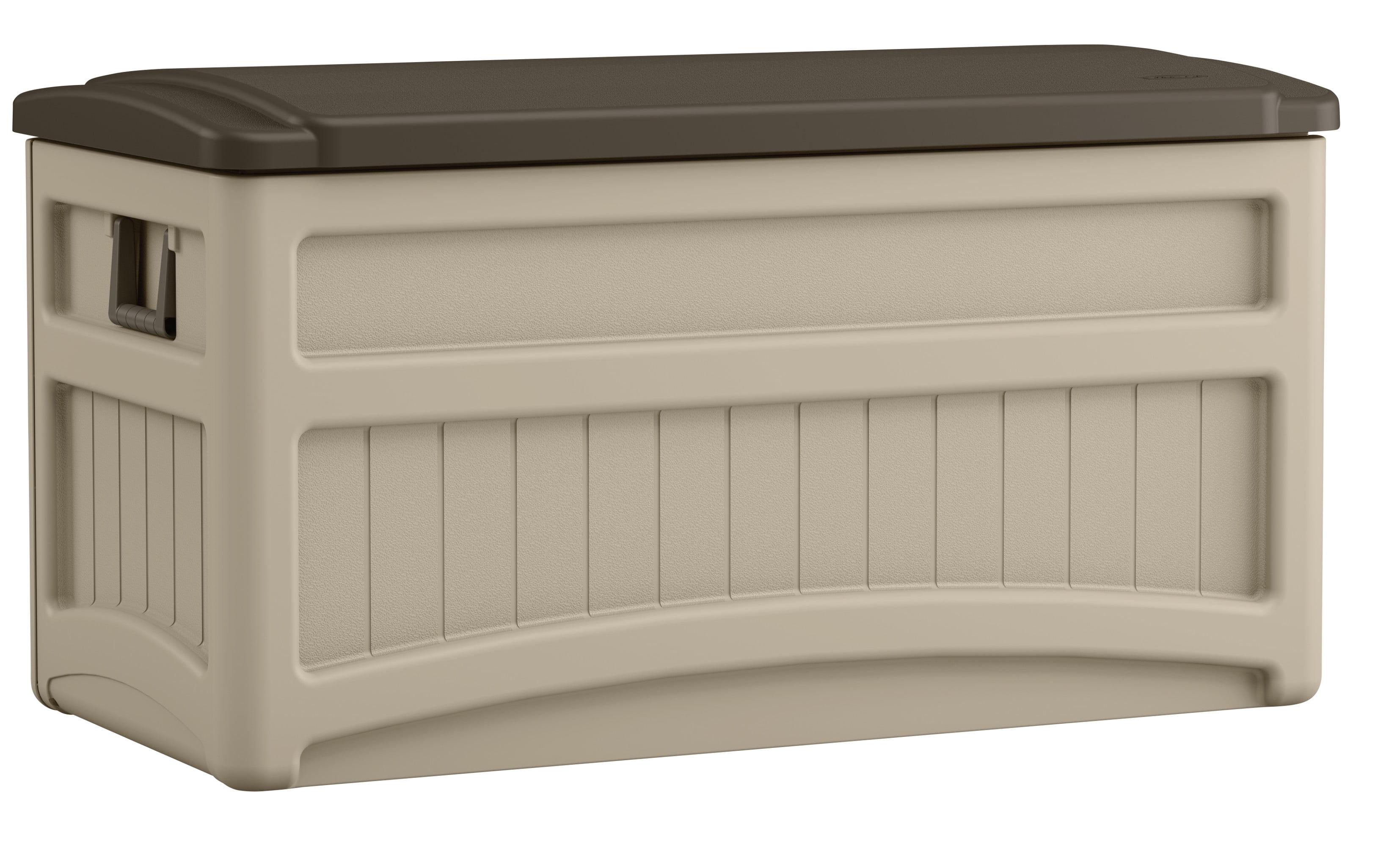 Suncast Suncast 78 Gallon Water Resistant Resin Deck Box with Wheels in Light Taupe/Mocha