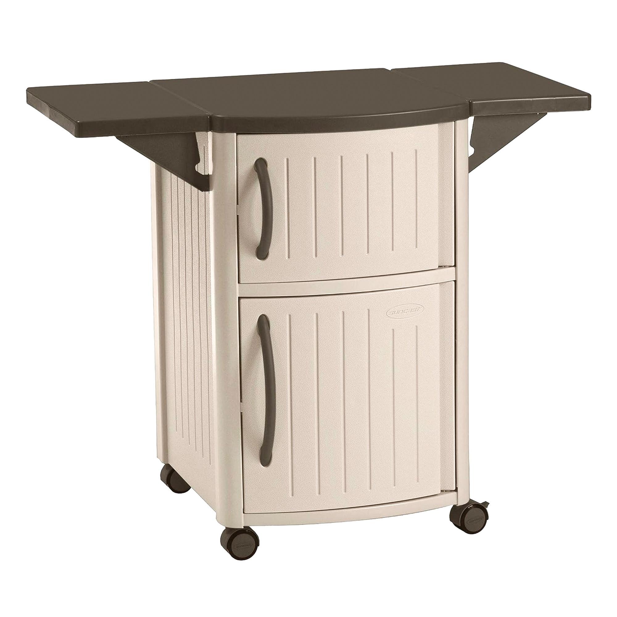 Suncast DCP2000 Portable Outdoor Patio Prep Serving Station Table and Cabinet