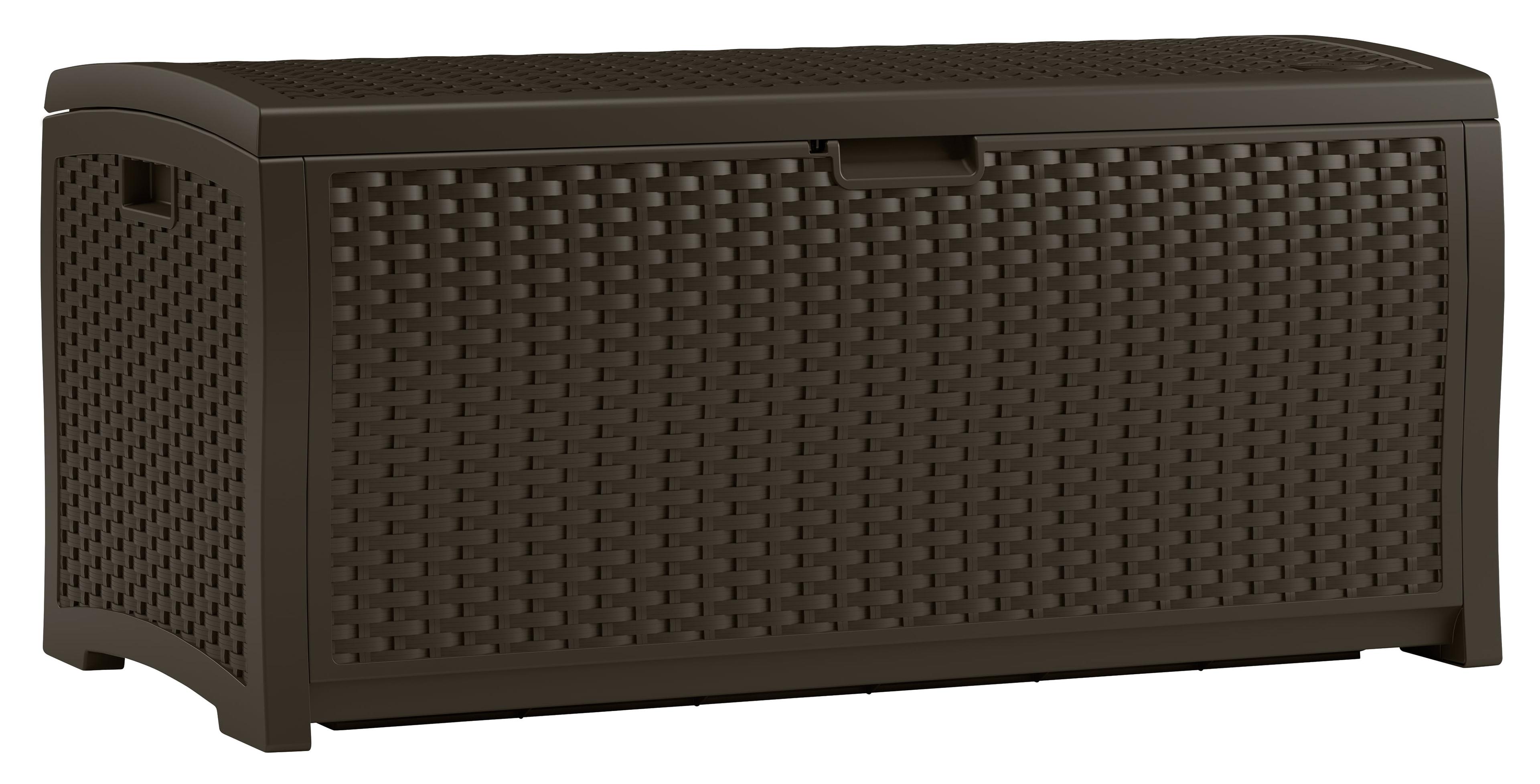 Mocha Brown Wicker-Style Resin 73 Gallon Lockable Deck Box