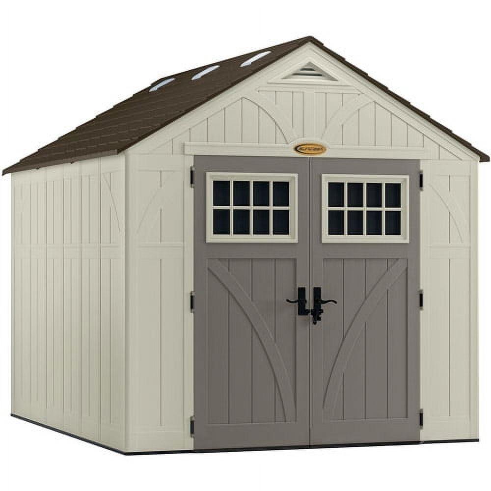 8' x 10' Vanilla and Gray Resin Storage Shed with Windows