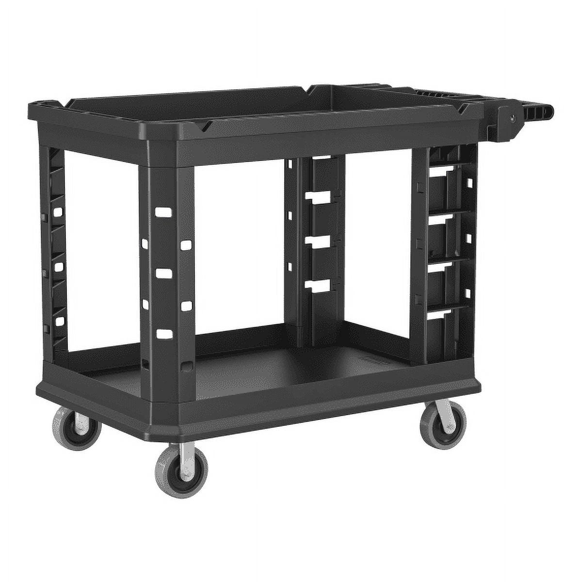 Heavy Duty Black Plastic Utility Cart with Polyurethane Wheels