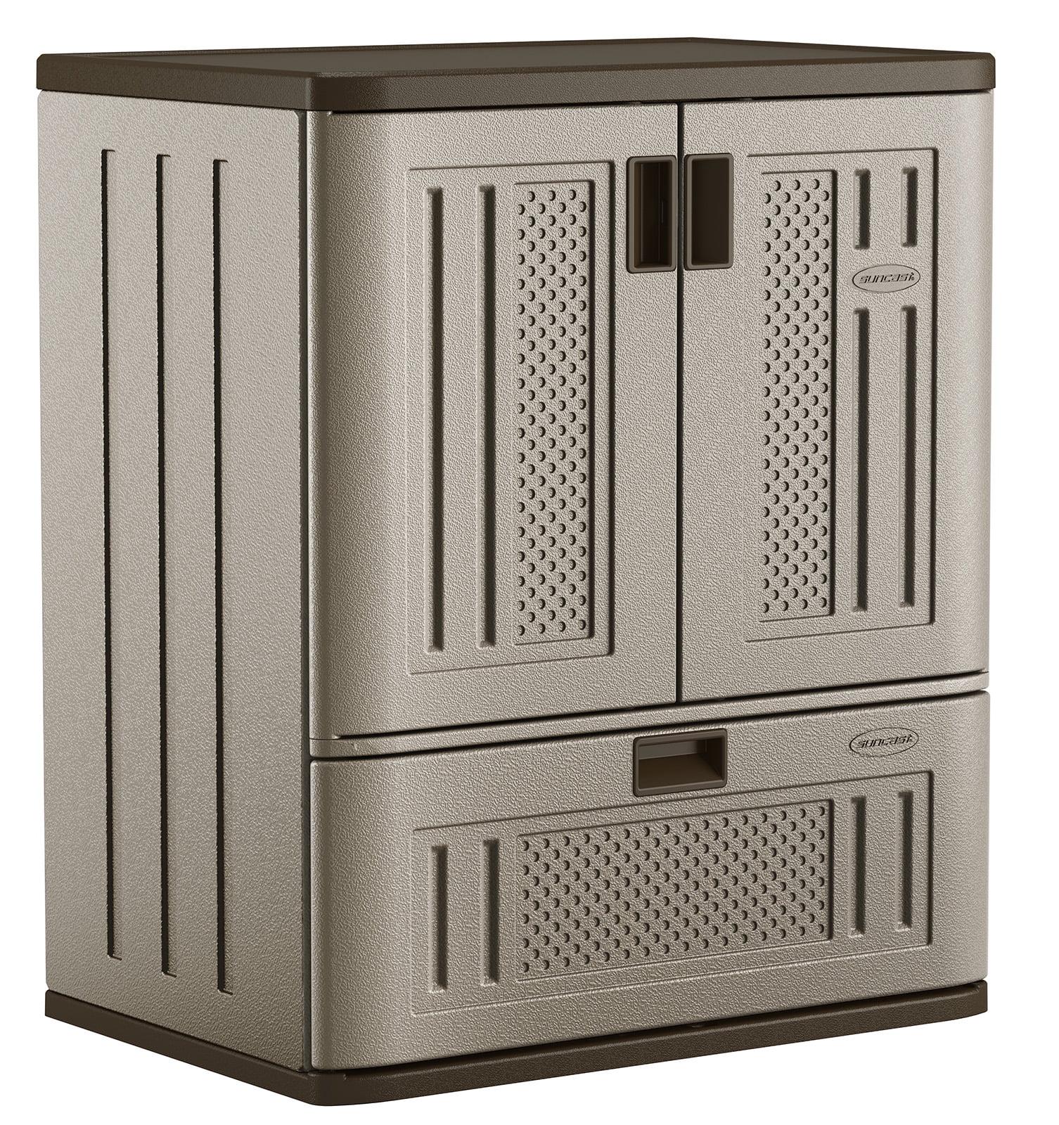 Silver Resin Freestanding Lockable Storage Cabinet with Adjustable Shelving