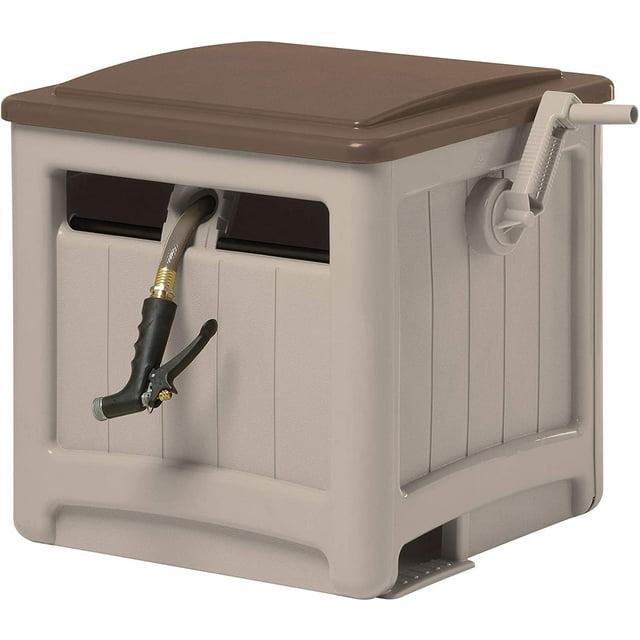 Taupe and Bronze Resin Hideaway Hose Reel with Smart Trak
