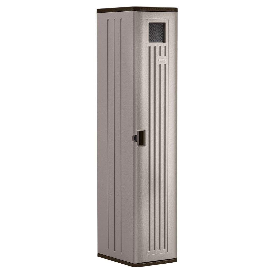 Tall Platinum Resin Freestanding Lockable Storage Locker with Adjustable Shelving