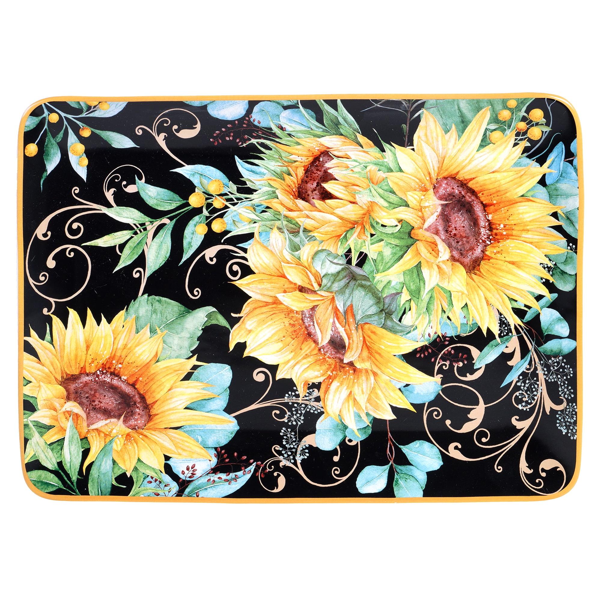 Sunflower Fields Rectangular Ceramic Serving Platter