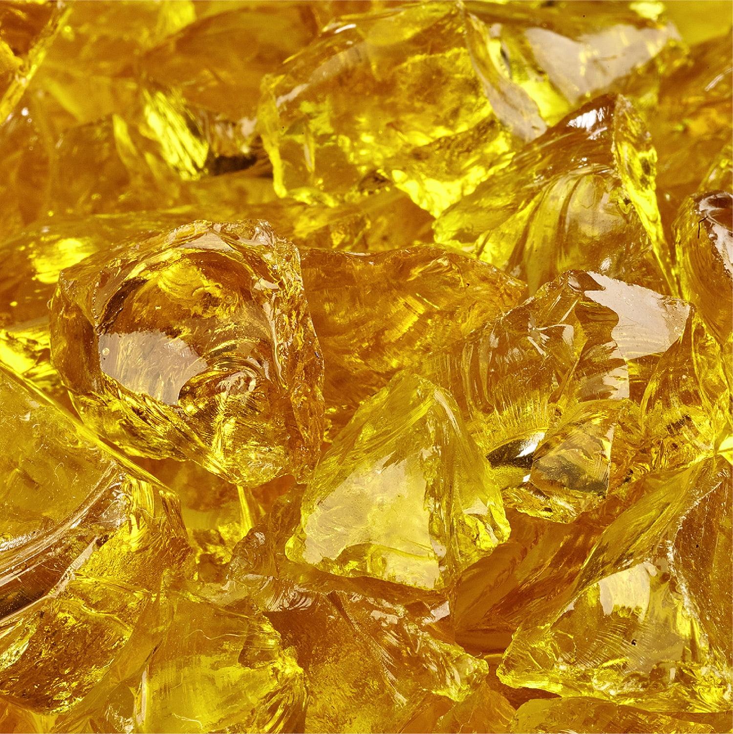 Sunflower Yellow Crushed Fire Glass for Fire Pits, 10 lbs