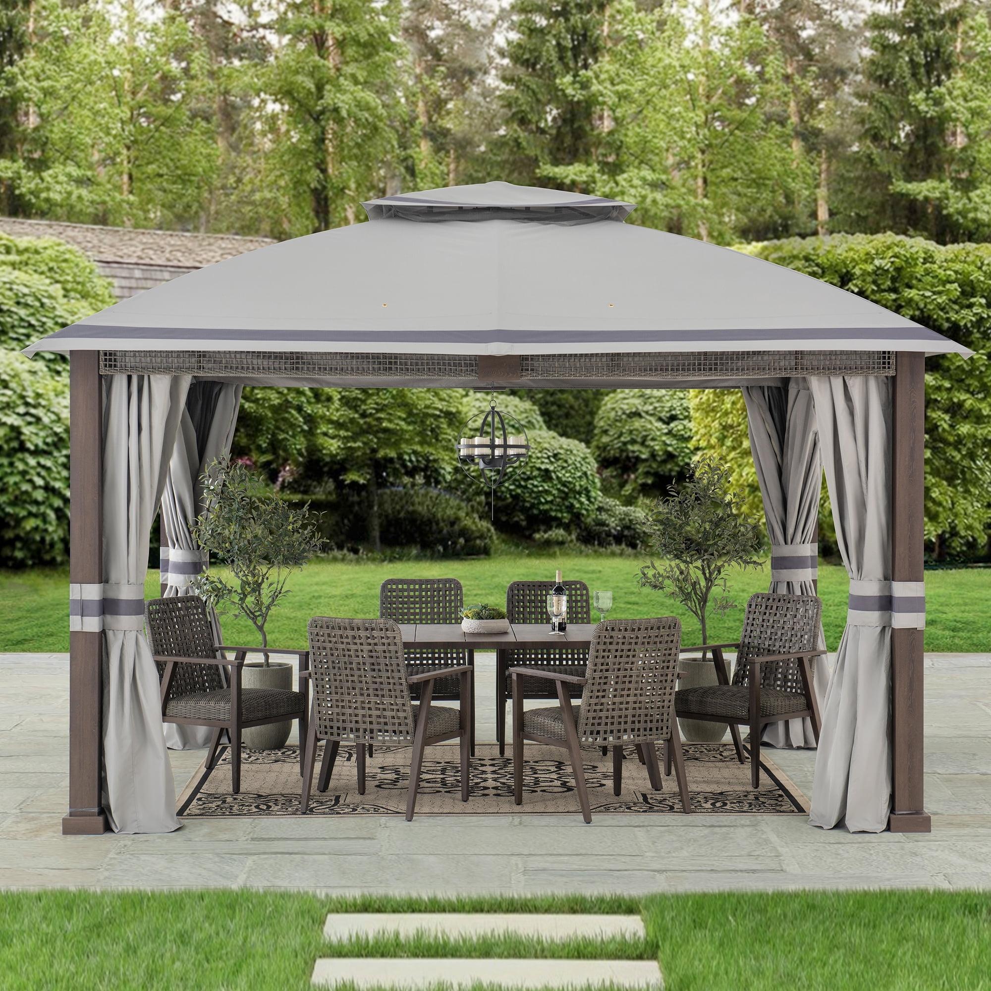 Sunjoy  Outdoor Patio Steel Frame 11 x 13 ft. 2-Tier Soft Top Gazebo,Netting and Curtains