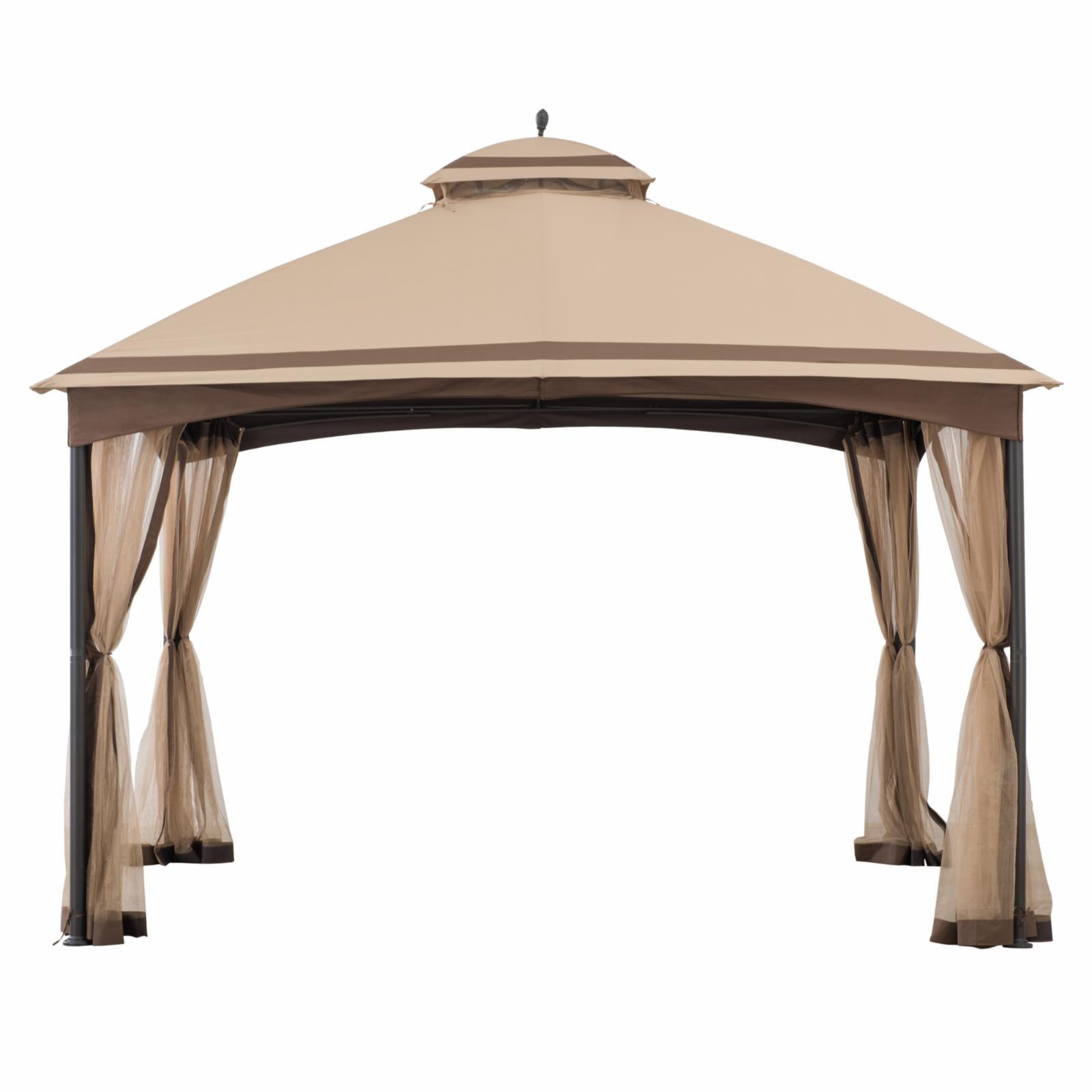 Tan and Brown 10.5 x 13 ft. 2-Tier Steel Gazebo