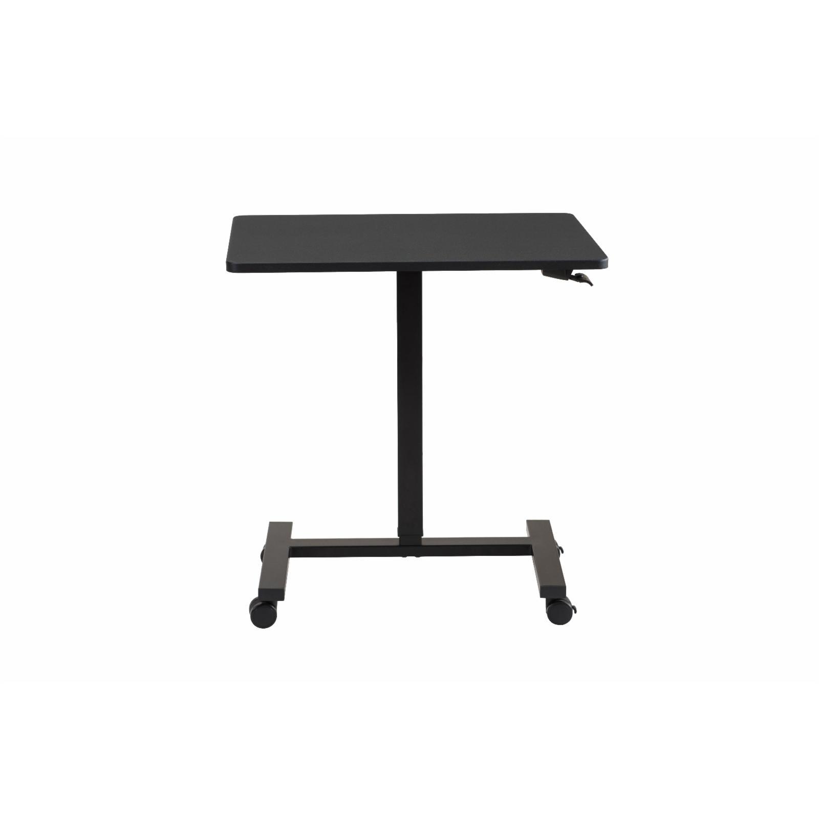 Sunjoy 27" Black Sit-Stand Adjustable Laptop Office Table Writing and Study Pneumatic Portable Standing Desk Cart with Four Locking Casters