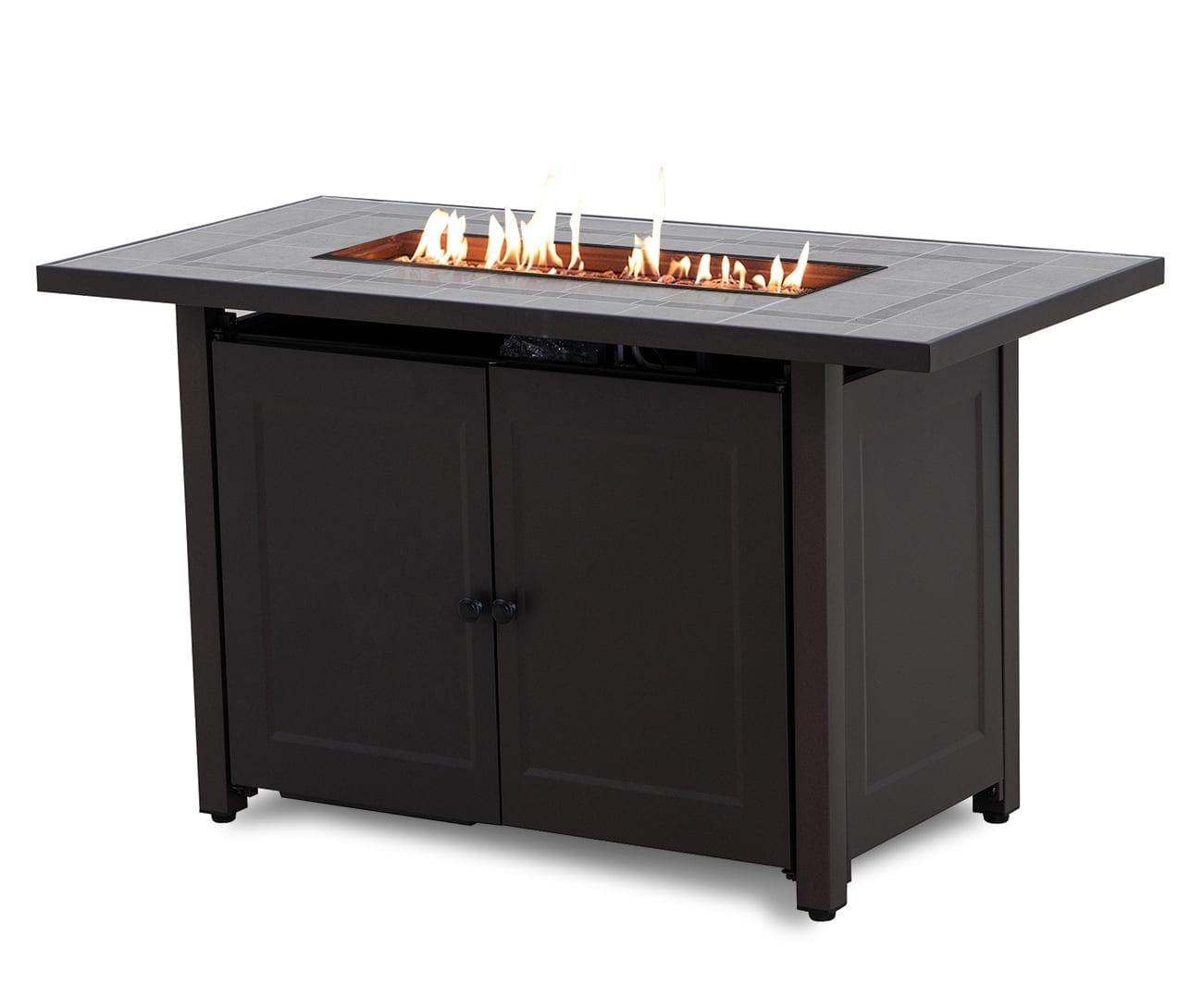 Sunjoy Sunjoy Rectangle Propane Fire Pit Table, Smokeless Outdoor Hidden Propane Tank Gas Fire Pit with Ceramic Tile Tabletop and Lava Rocks