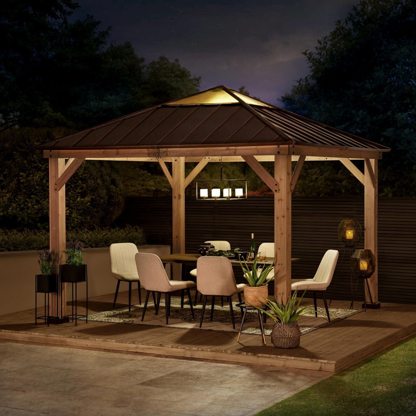 Cedar Framed Brown Steel 11' x 11' Outdoor Gazebo