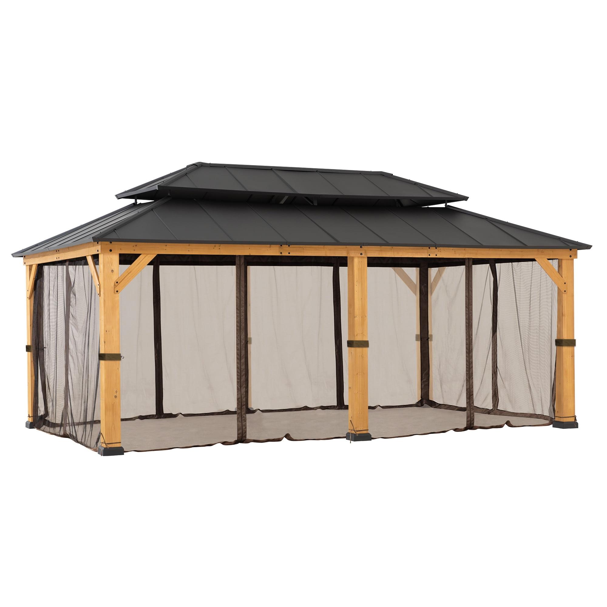 Sunjoy Sunjoy Replacement Gazebo Mosquito Netting Outdoor Panles,Waterproof 6- Panel Screen Walls for Gazebo, Patio & Backyard Protection