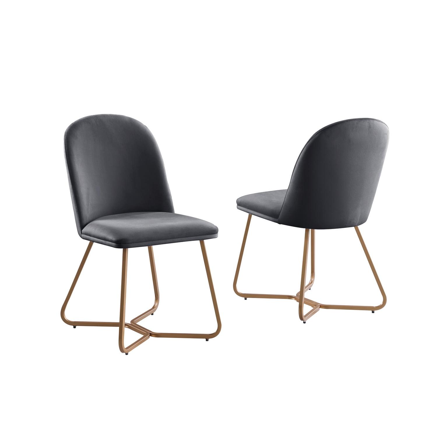Sunland Gray Velvet Upholstered Side Chair with Bronze Gold Base
