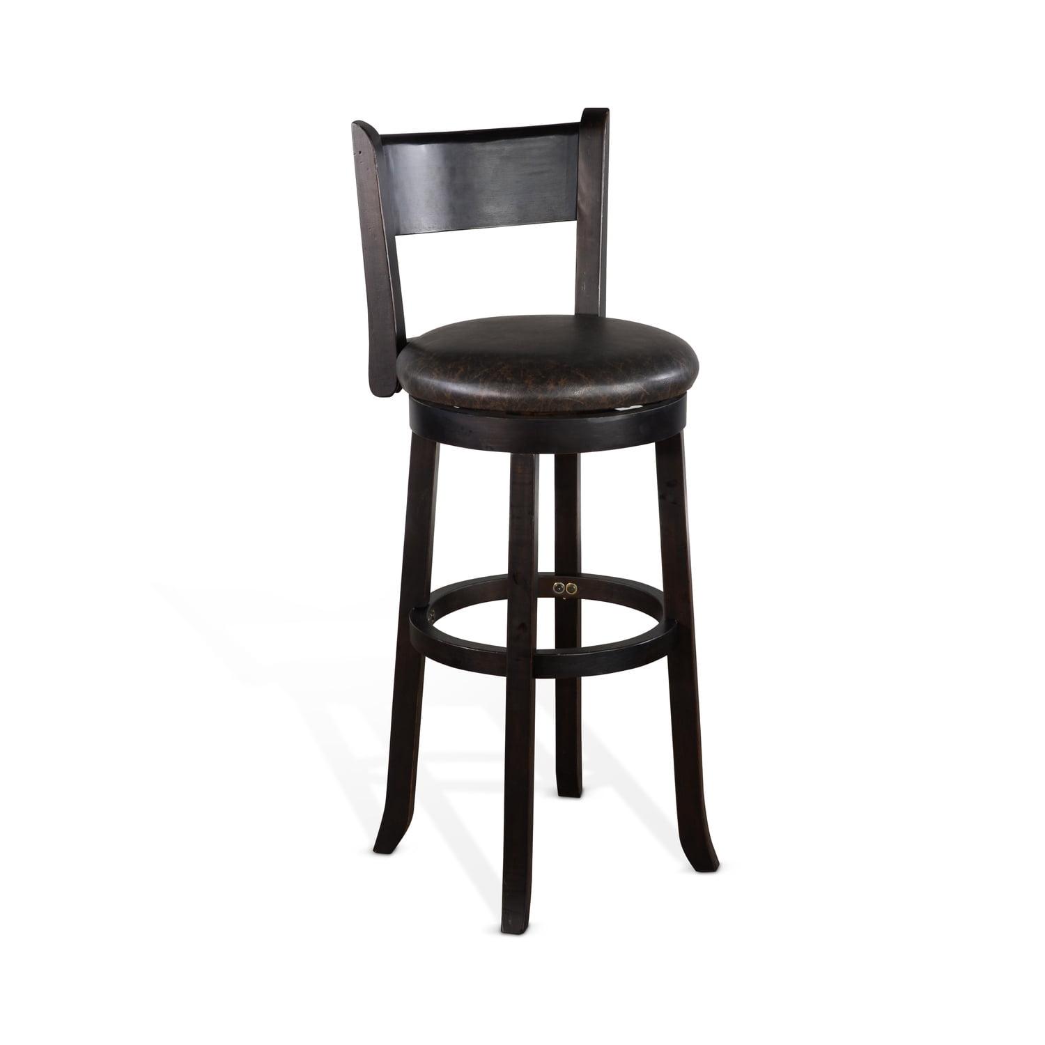 Mahogany Black Swivel Barstool with Cushion Seat