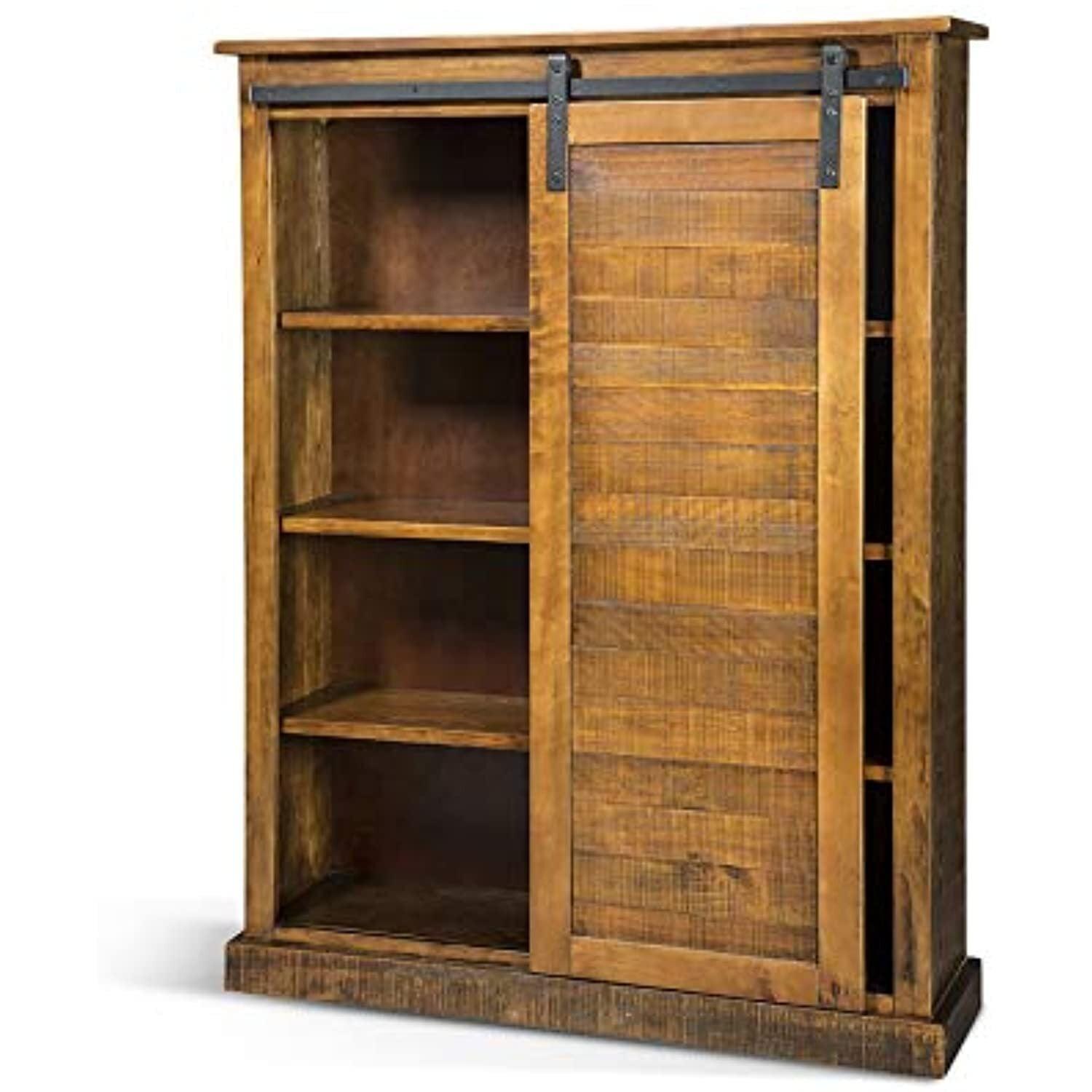 Traditional 66" Adjustable Barn Door Bookcase in Dark Chocolate
