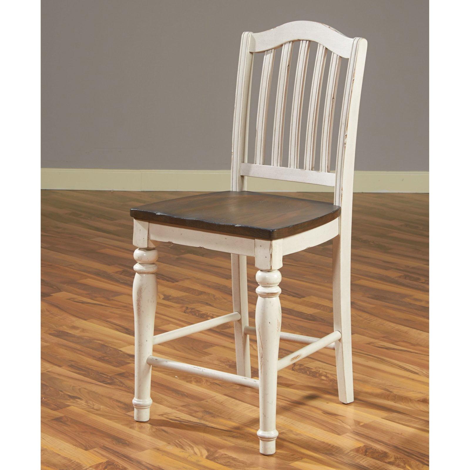 Birch Finish White Wood High Back Barstool