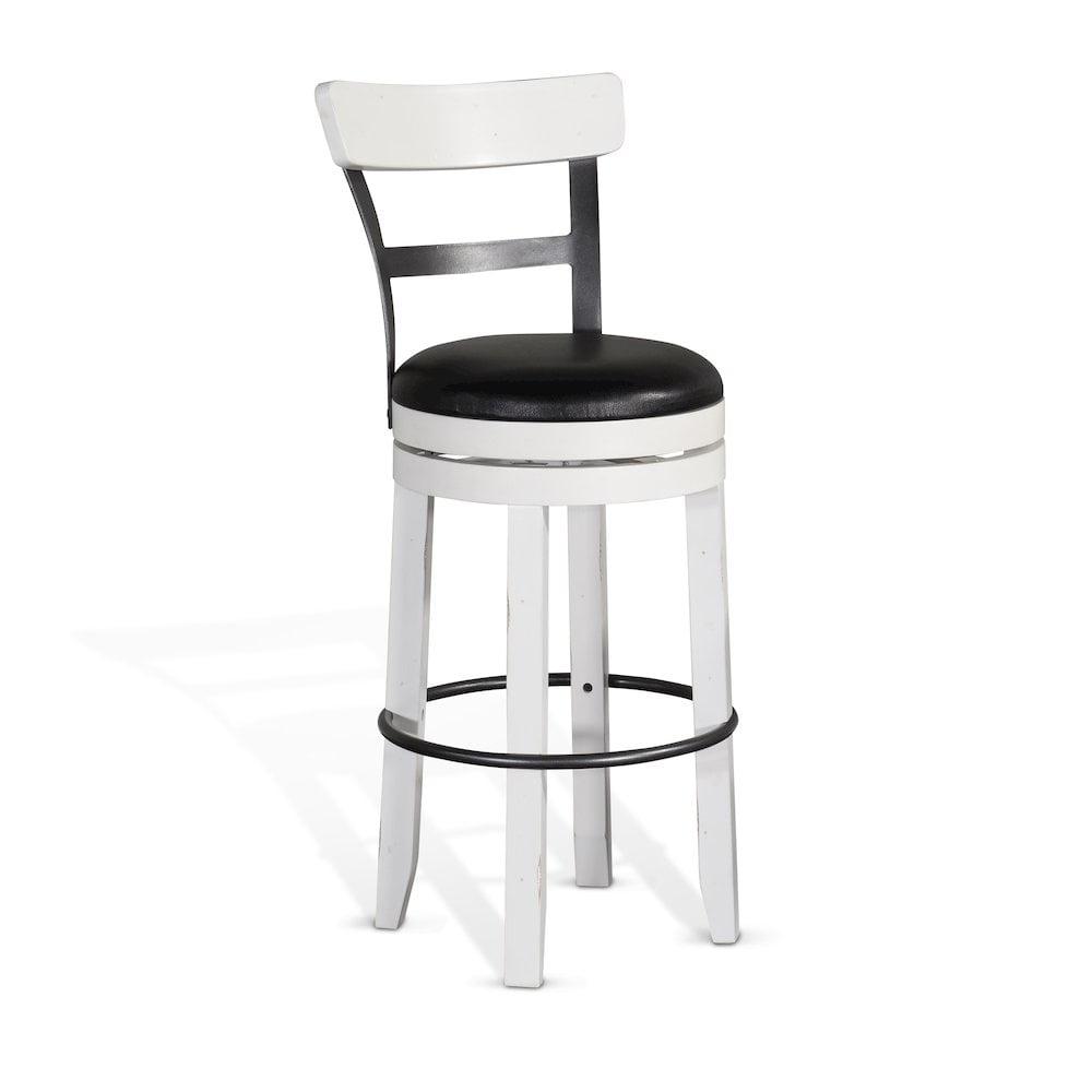 Carriage House 30" White Industrial Swivel Barstool with Metal Accents