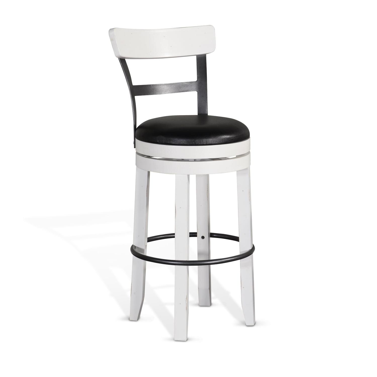 Carriage House 30" White Industrial Swivel Barstool with Metal Accents