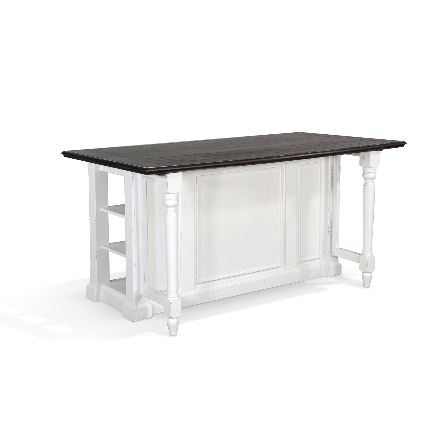 Carriage House 71.5" White and Dark Brown Wood Kitchen Island