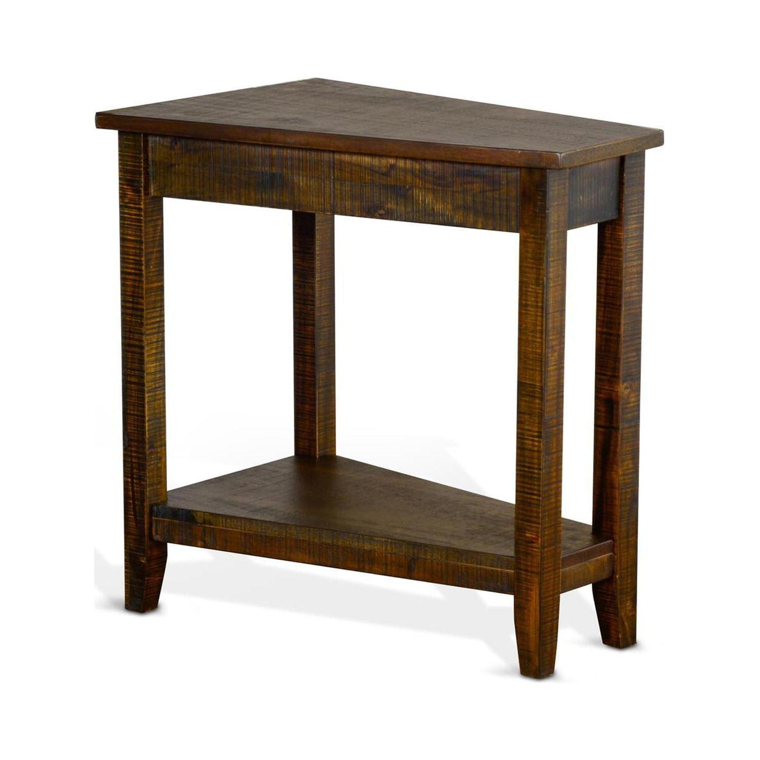 Traditional Dark Brown Triangular Wood Chair Side Table