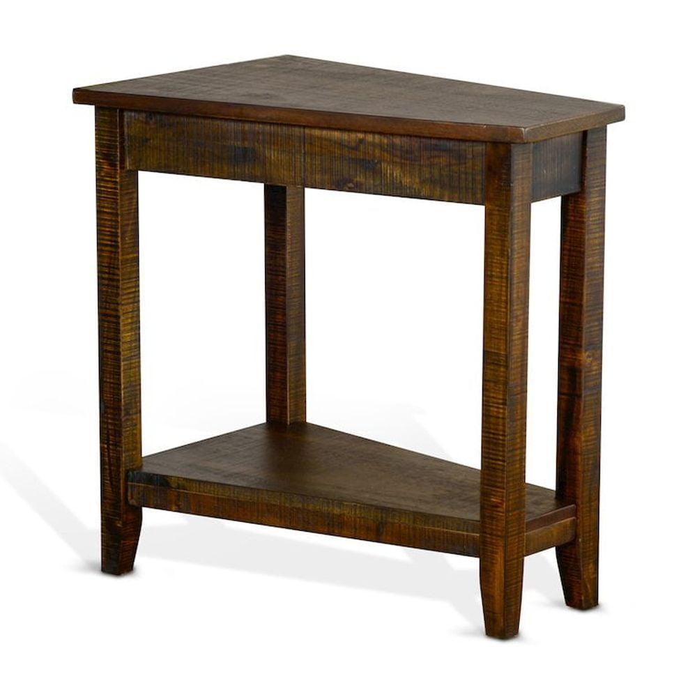 Traditional Dark Brown Triangular Wood Chair Side Table