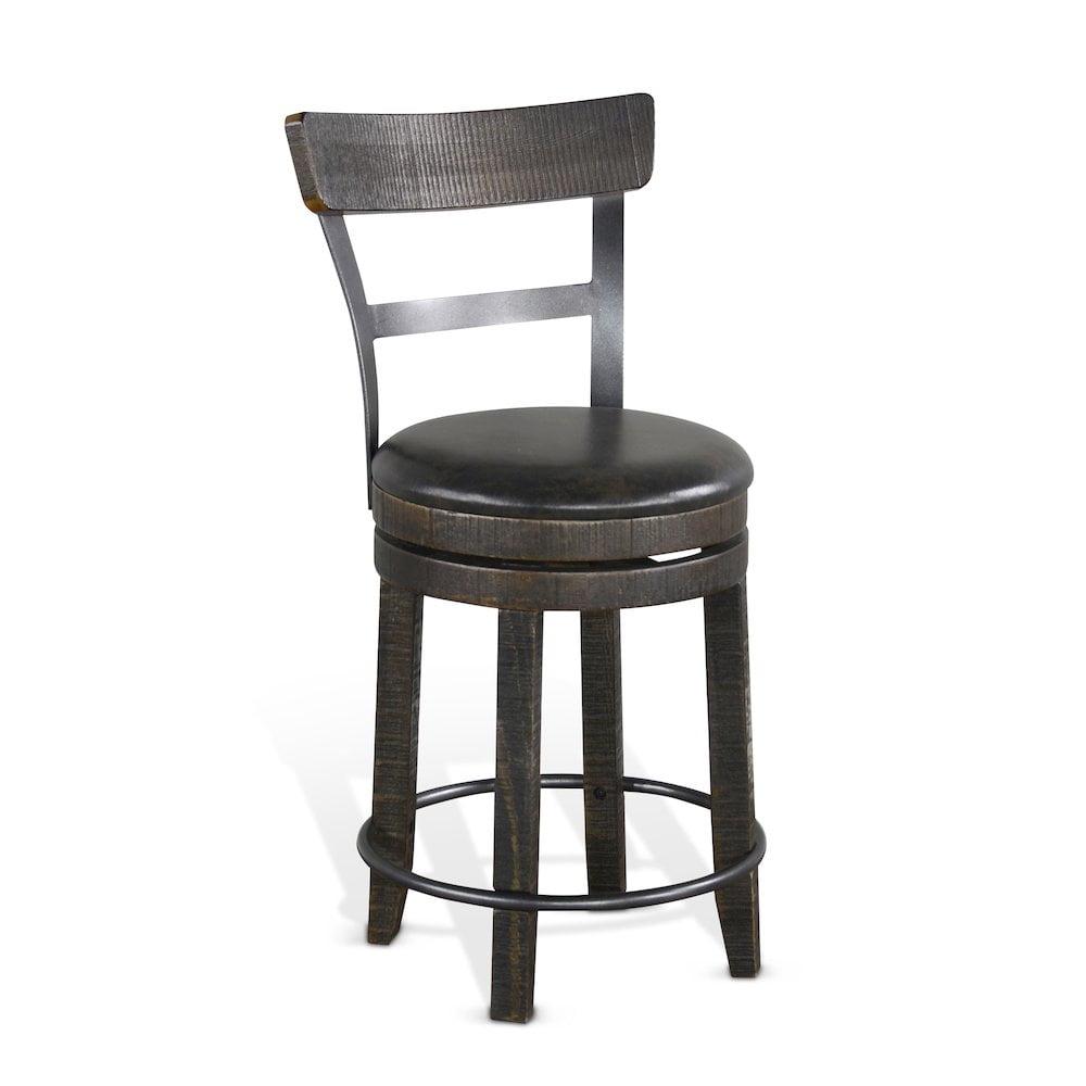 Tobacco Leaf 24" Wood and Metal Swivel Barstool