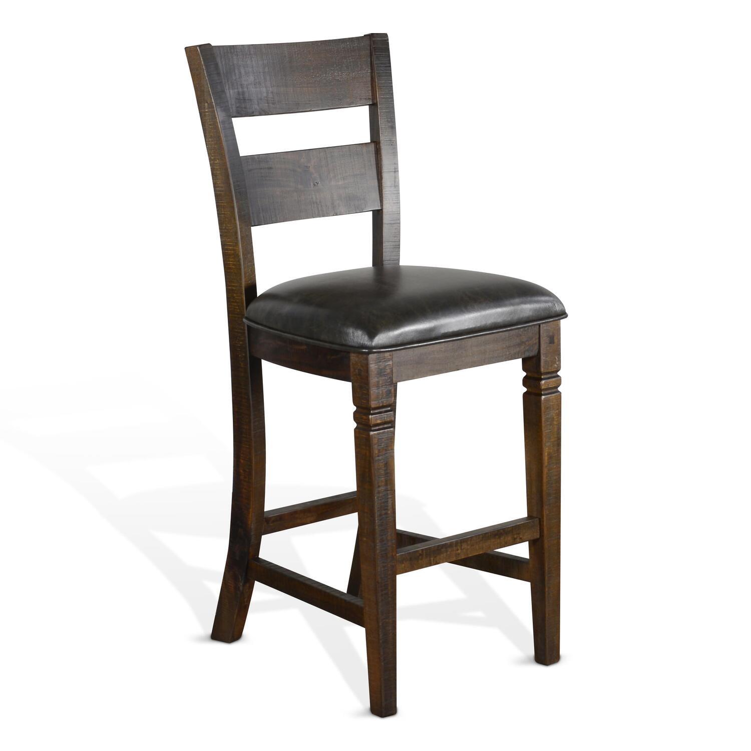 Homestead Dark Brown Mahogany Ladderback Barstool with Vinyl Seat