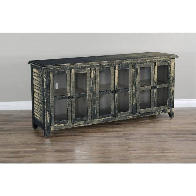 Sunny Designs Marina 70" Farmhouse Mahogany Wood TV Console in Black Sand