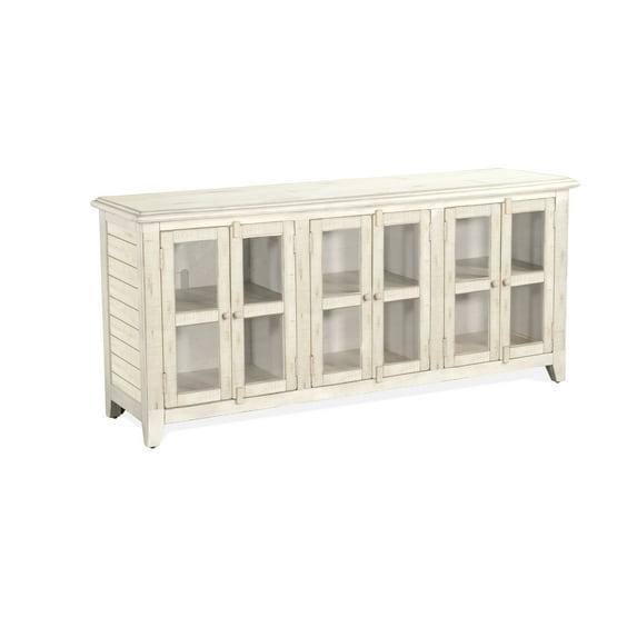 Sunny Designs Marina 70" Farmhouse Mahogany Wood TV Console in White Sand