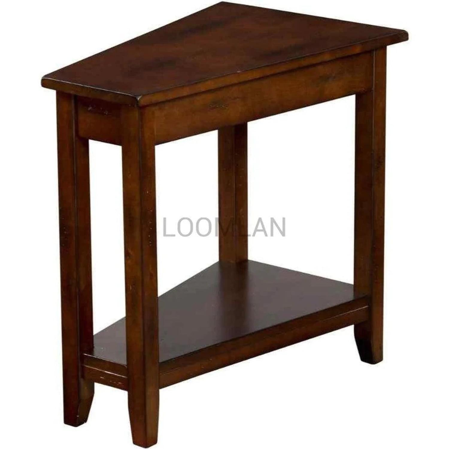 Traditional Dark Chocolate Triangular Wood Side Table