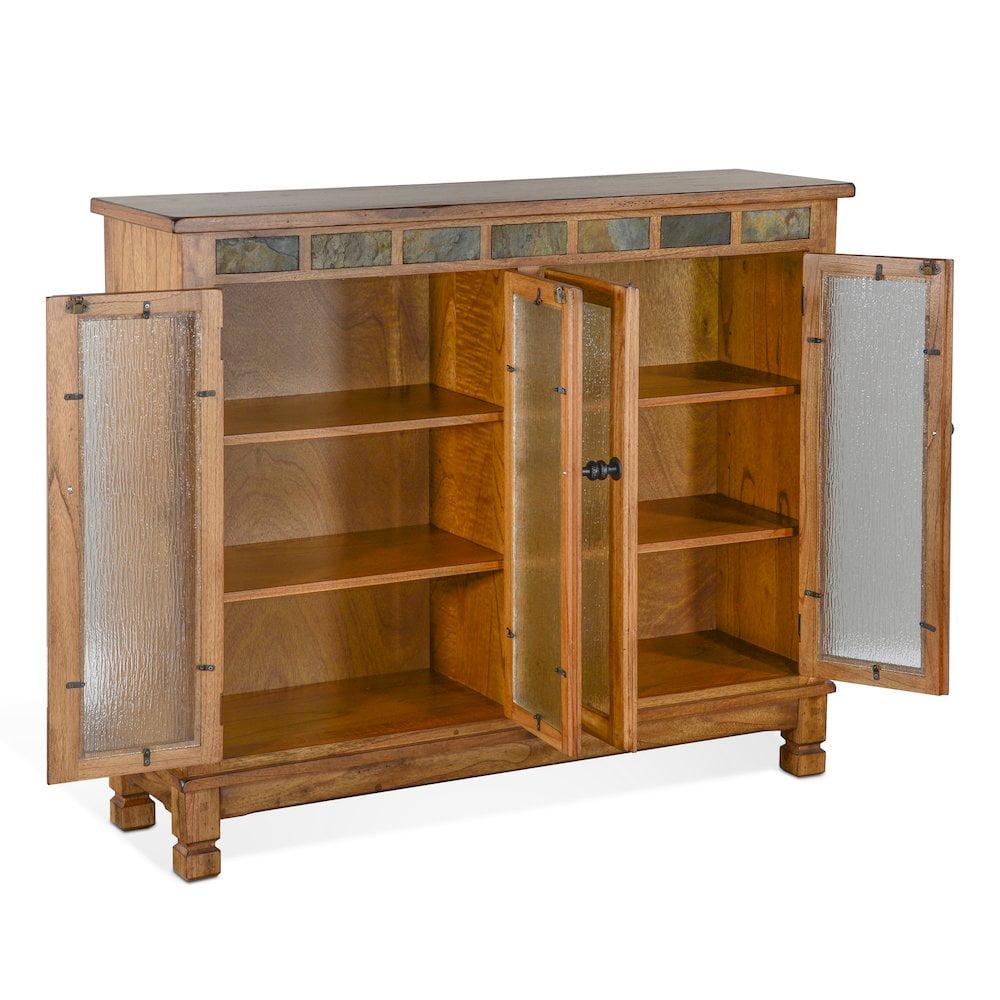 Sedona 42" Rustic Oak Adjustable Shelf Bookcase with Glass Doors