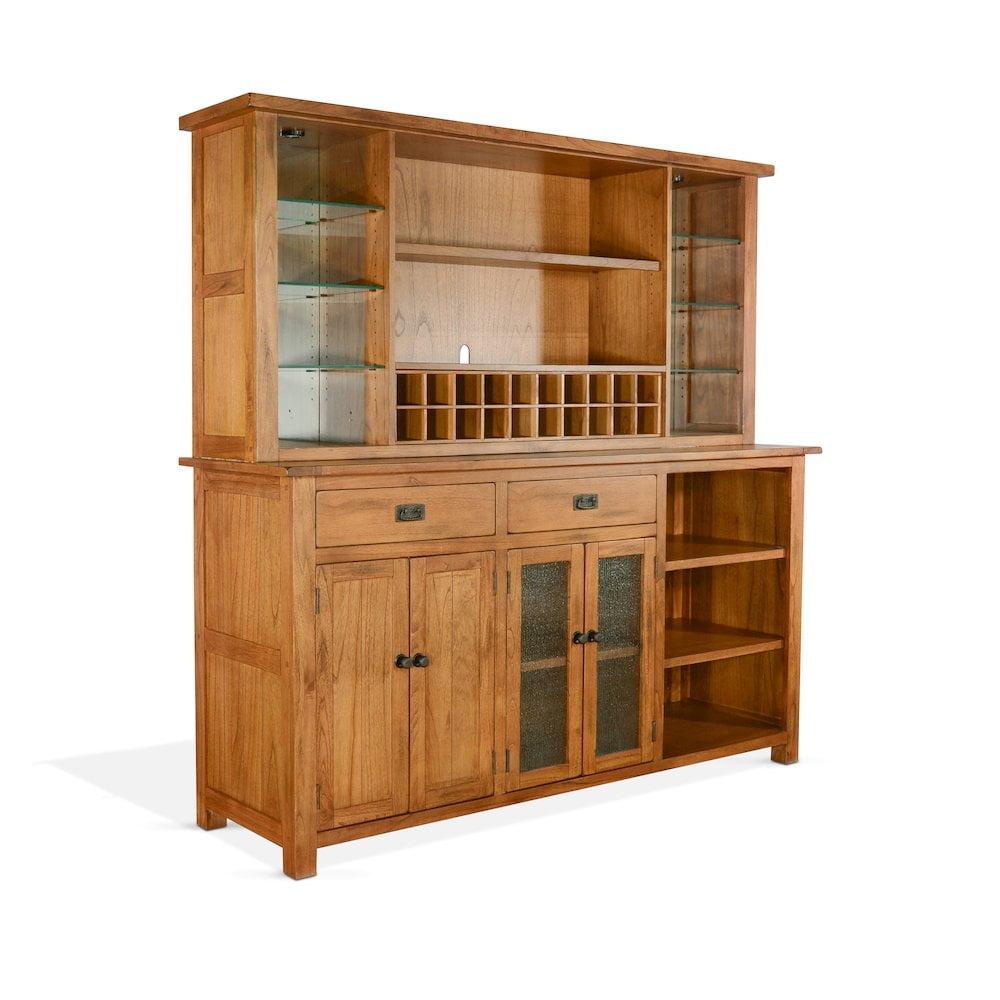 Sunny Designs Sedona 80" Transitional Wood Buffet and Hutch in Rustic Oak