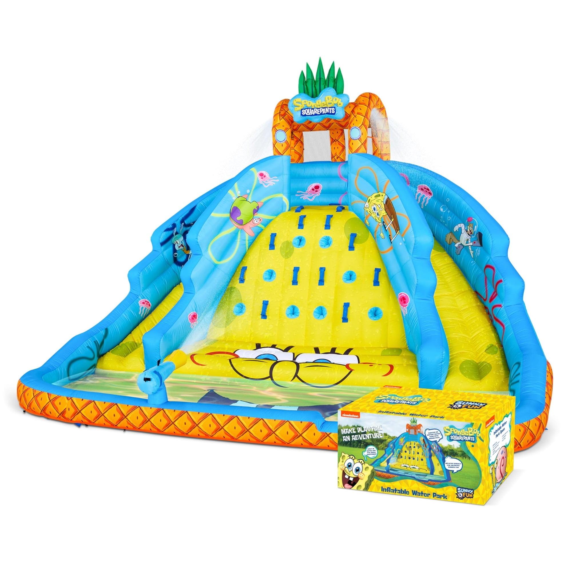Sunny & Fun SpongeBob Ultra Climber Inflatable Water Slide with Climbing Wall, Two Slides & More!