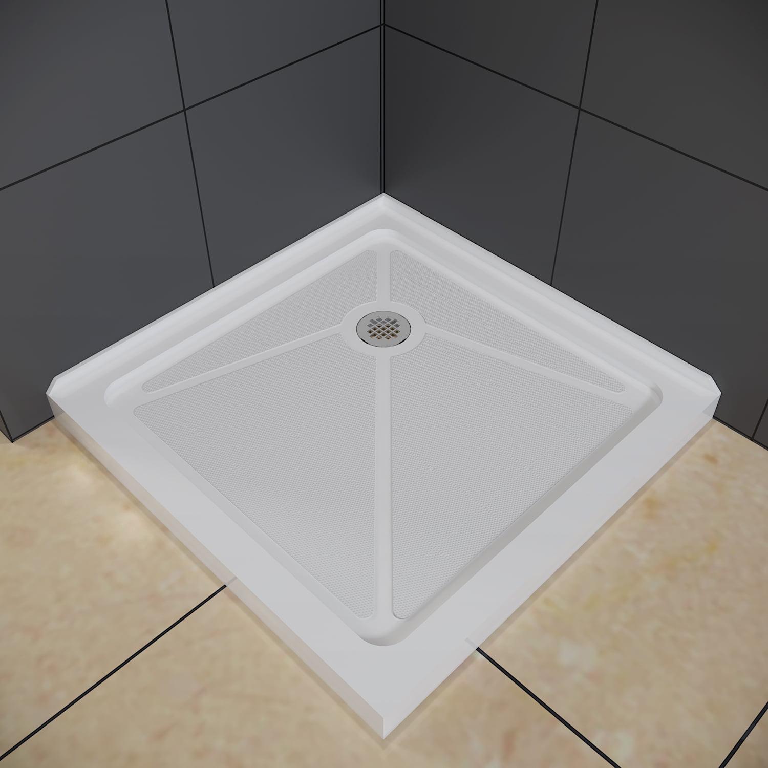 Elegant 36" W x 36" D Square Shower Pan with Shower Drain Assembly Incuded Shower Base in White