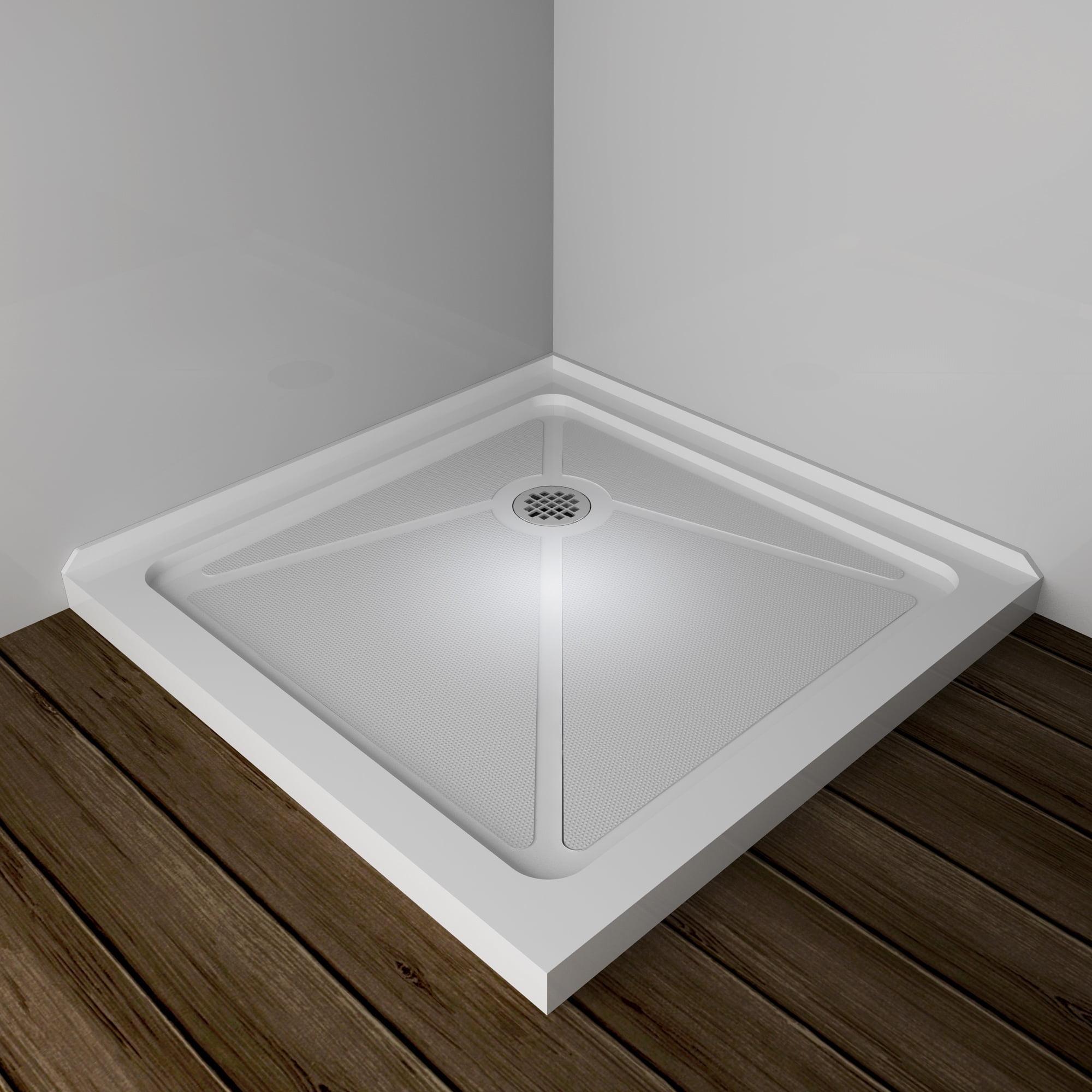 Elegant 36" W x 36" D Square Shower Pan with Shower Drain Assembly Incuded Shower Base in White