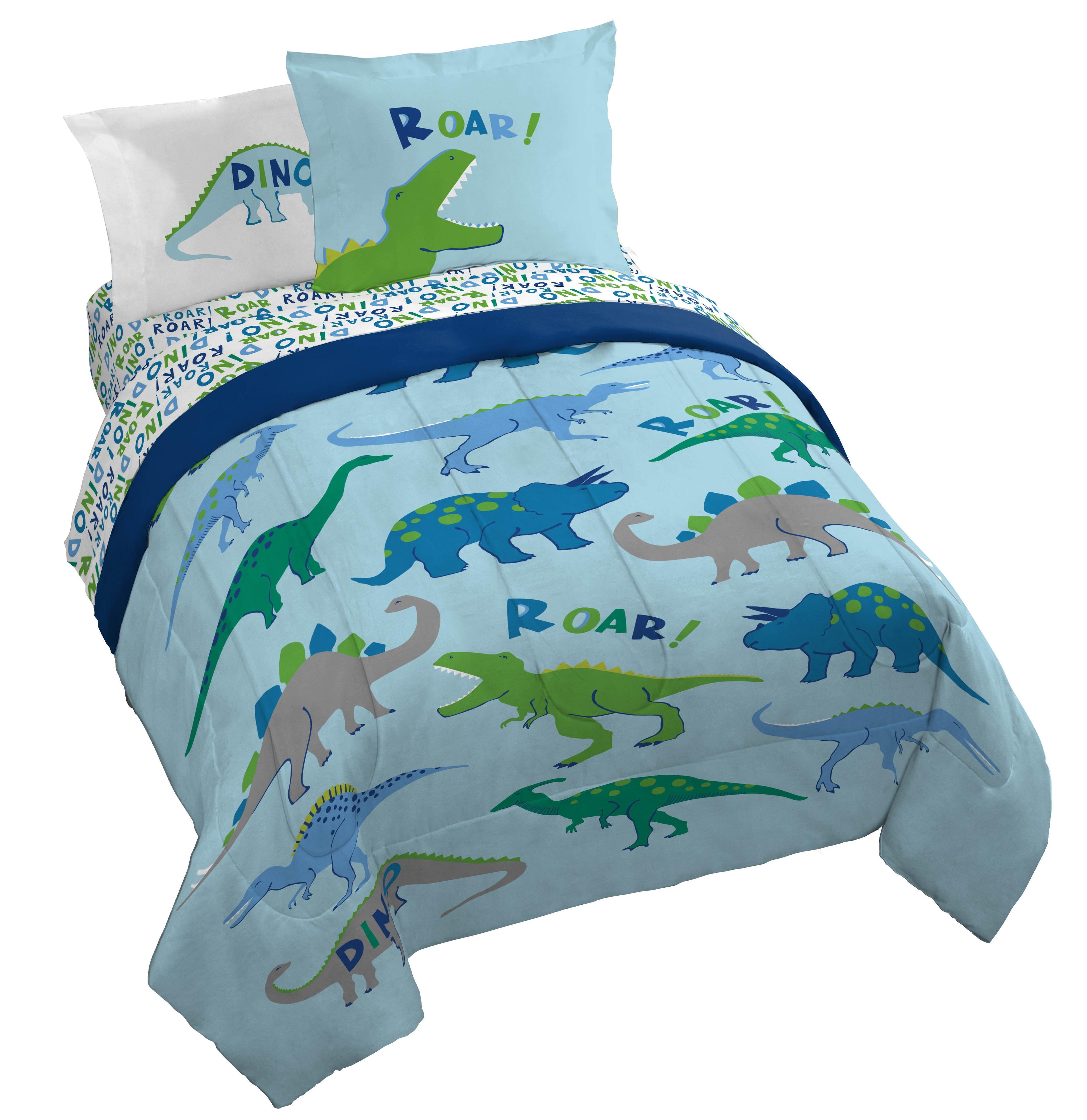 Full Blue Dinosaur Microfiber Kids Bedding Set