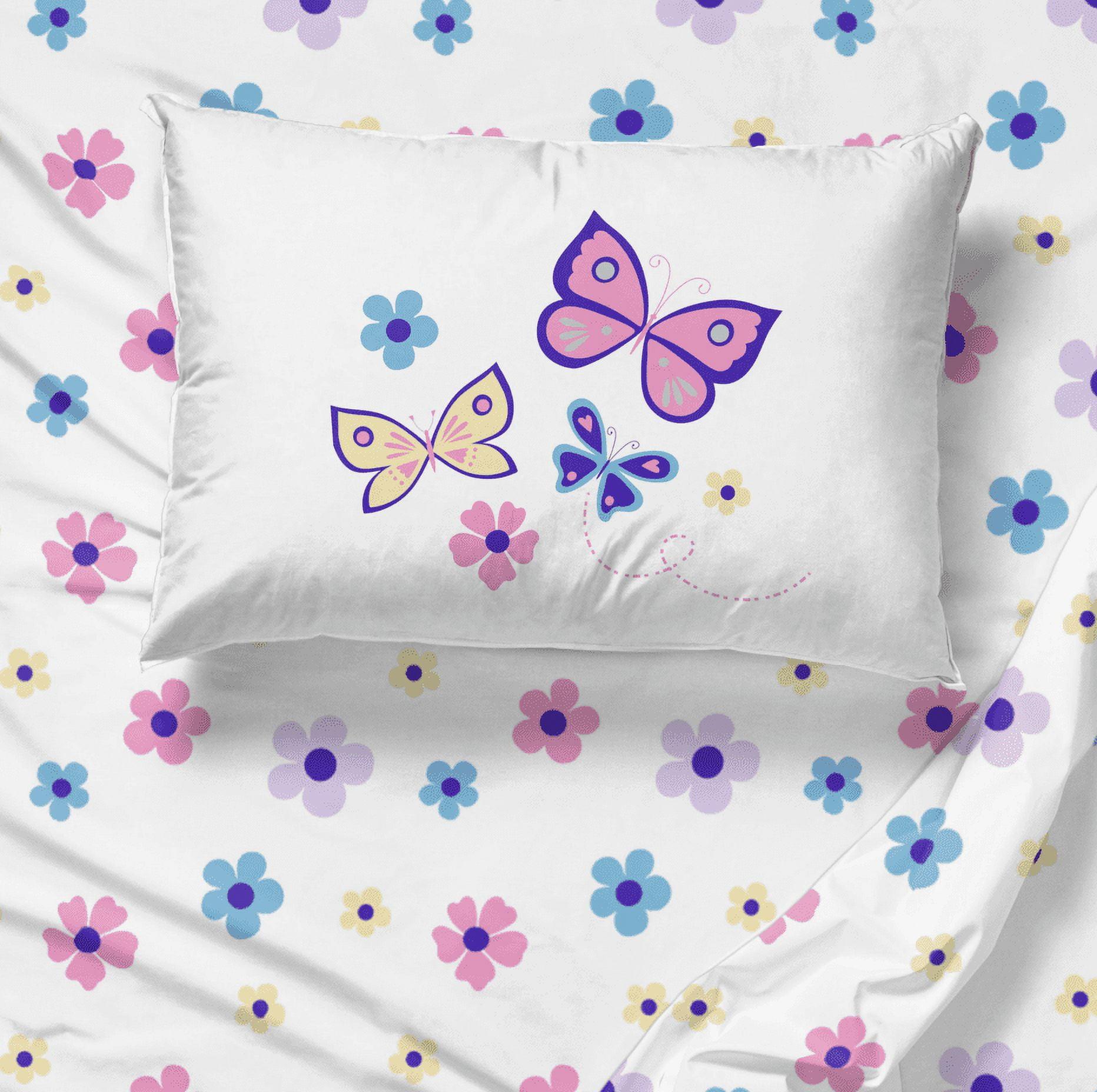 Flutter Twin Size Butterfly and Floral Microfiber Sheet Set