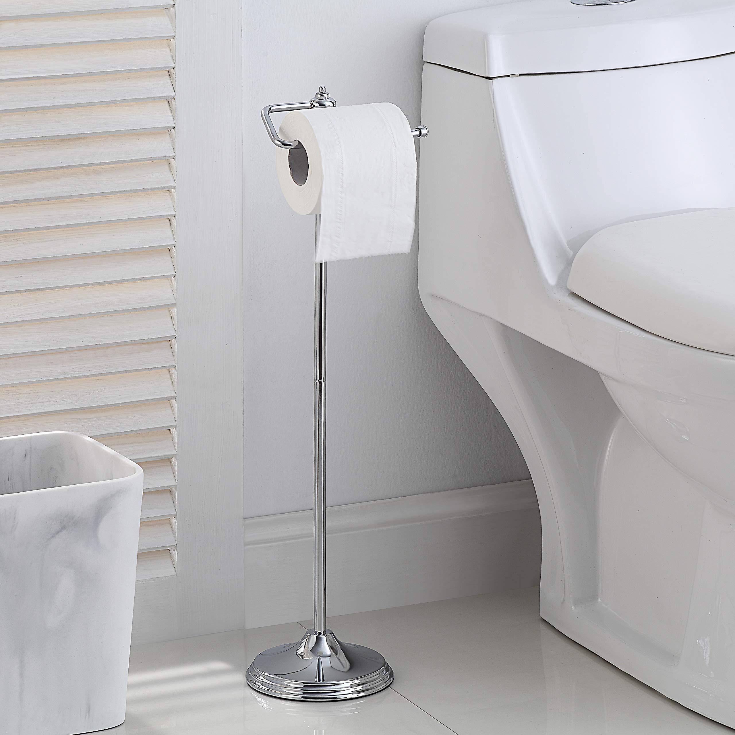 Chrome Free Standing Toilet Paper Holder with Reserve Function