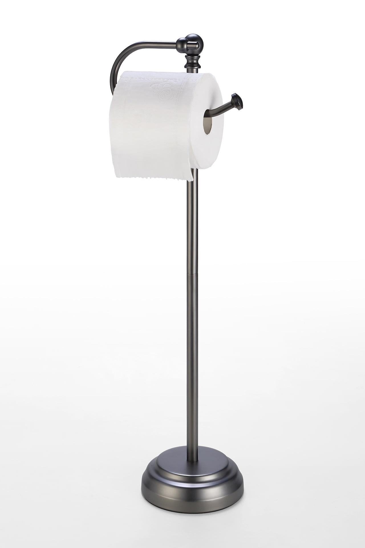 Deluxe Free Standing Heavy Weighted Toilet Tissue Paper Roll Holder Stand