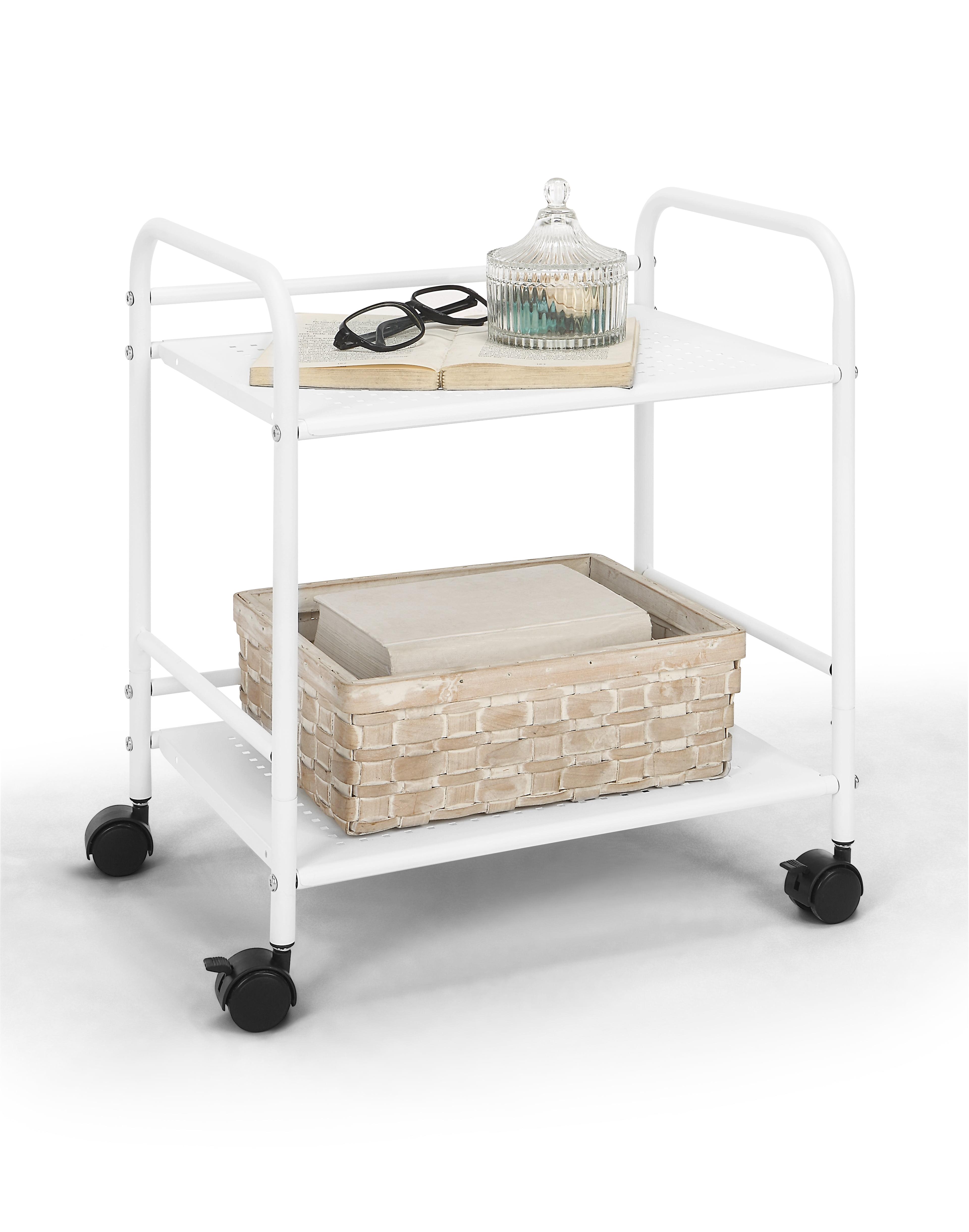 SunnyPoint Minimalist Style Utility Rolling Shelf Cart (WHT)