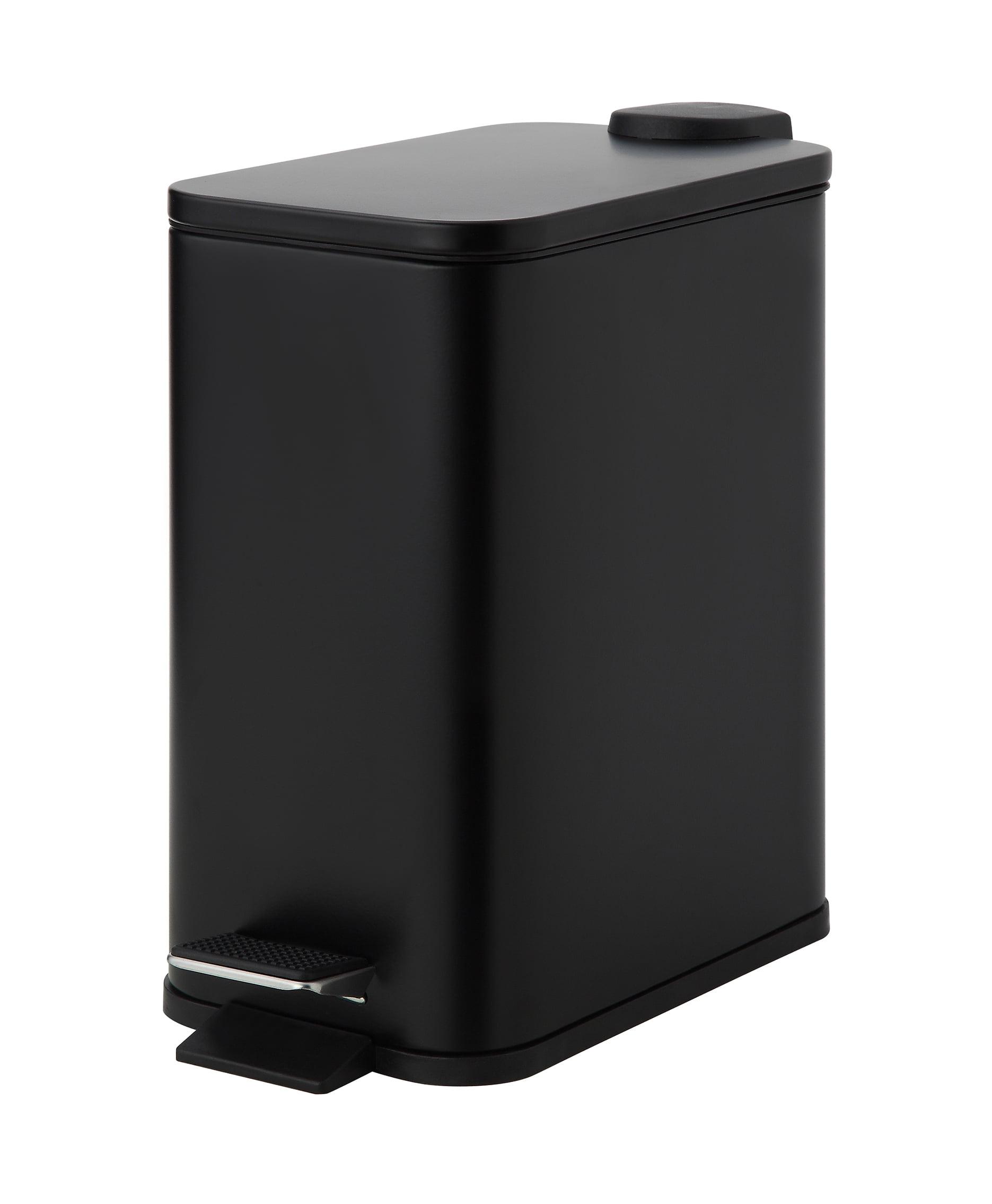 SunnyPoint Rectangle 1.32 Gallon Wastebasket with Plastic Inner Buckets; Black, Metal.