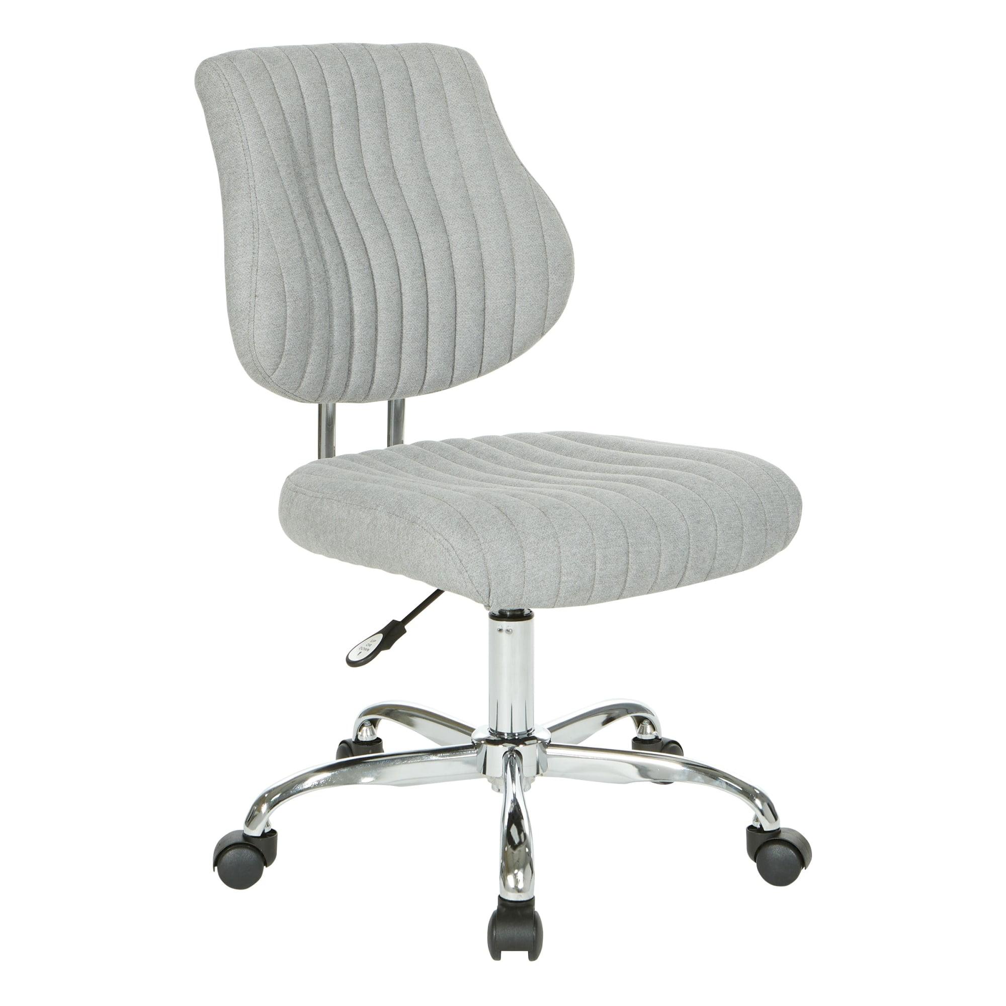 Fog Gray Ergonomic Armless Swivel Office Chair with Chrome Base